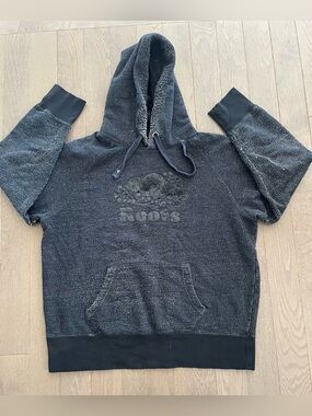 🔥 FREE ADD ON Roots Black Heathered Pullover Hoodie with Logo Size Large